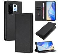 XINYEXIN Coque pour Vivo X200 FE - Étui Portefeuille en Cuir à Rabat - Porte-Cartes Support Magnétique Housse Folio Flip Case - Le Noir