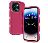 XINYEXIN Coque pour Vivo Y28 4G, Étui Housse Vague Cadre Forme Bouclée Mignon Liquide Silicone Antichoc - Rouge