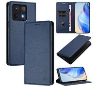 XINYEXIN Coque pour Xiaomi 14T Pro 5G - Étui Portefeuille en Cuir à Rabat - Porte-Cartes Support Magnétique Housse Folio Flip Case - Bleu foncé