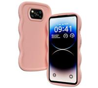 XINYEXIN Coque pour Xiaomi Poco X3 Pro/Xiaomi Poco X3 NFC, Étui Housse Vague Cadre Forme Bou Mignon Liquide Silicone Antichoc - Rose