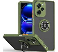 XINYEXIN Coque pour Xiaomi Poco X5 Pro 5G, Etui Téléphone Antichoc avec Anneau de Support, Hard PC et TPU Bumper Mat Translucide Case Cover - Armée Verte