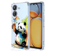 XINYEXIN Coque pour Xiaomi Redmi 13C / Xiaomi Poco C65 Transparent - Série Colorée de Graffitis d'art Cool, Motif Mignon, Étui TPU Antichoc Ultra-Mince - Panda
