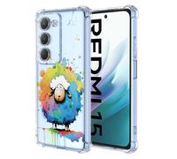 XINYEXIN Coque pour Xiaomi Redmi 15 5G/4G Transparent - Série Colorée de Graffitis d'art Cool, Motif Mignon, Étui TPU Antichoc Ultra-Mince - Sheep