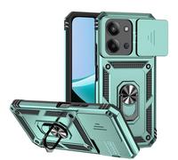 XINYEXIN Coque pour Xiaomi Redmi 15C 4G/5G/Poco C85 4G avec Cache Caméra et Béquille, Couvercle Coulissant de la Caméra + Support Annulaire à 360 Degrés Etui Housse Antichoc - Vert
