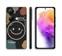 XINYEXIN Coque pour Xiaomi Redmi Note 13 Pro 4G / Xiaomi Poco M6 Pro, Coque Silicone Souple avec Motif Mignon, Étui Antichoc à Bord Droit - Smile, Black