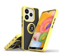 XINYEXIN Coque pour Xiaomi Redmi Note 14 4G (European 164), Etui Téléphone Antichoc avec Anneau de Support, Hard PC et TPU Bumper Mat Translucide Case Cover - Jaune