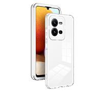 XINYEXIN Transparente Coque pour Vivo X80 Lite/Vivo V25, Étui Antichoc pour Téléphone avec Bordure Colorée, TPU+PC Bumper Clear Case - Blanc