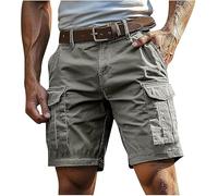 Xinyilau Short Cargo for Hommes, Entrejambe de 7 Pouces, for entraînement d'été, randonnée, Baggy élastique, Golf, pêche, décontracté, Travail en Plein air(Light Gray,M)