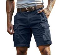 Xinyilau Short Cargo for Hommes, Entrejambe de 7 Pouces, for entraînement d'été, randonnée, Baggy élastique, Golf, pêche, décontracté, Travail en Plein air(Blue,M)