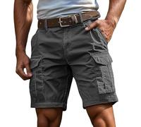 Xinyilau Short Cargo for Hommes, Entrejambe de 7 Pouces, Taille élastique, Short de Travail Extensible, Coupe décontractée, Chino de randonnée, Multi-Poches(Dark Gray,M)