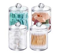 XINYIN Boîte de rangement multifonction en acrylique transparent avec couvercles Distributeur Qtip pour coiffeuse, salle de bain, comptoir, organiseurs de maquillage transparents, bocaux de rangement