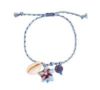 XINYIN Breloque réglable en forme de créature marine avec pendentif en céramique en forme d'étoile de mer, coquillage, poisson, cordon tressé, bijoux de plage, inspirations océaniques, tissés à la