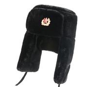 XINYIN Chapeau d'hiver unisexe avec rabat d'oreille soviétique - Doublure en fourrure artificielle - Coupe-vent - En polyester - Pour temps froid - Pour la famille - Chapeau de lénine soviétique, Noir