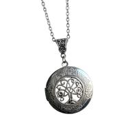 XINYIN Collier avec pendentif arbre avec compartiment secret pour | Romance représentant un arbre, compartiment secret pour bijoux en argent antique, cadre photo dissimulé