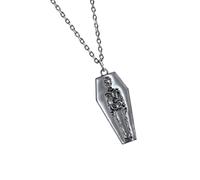 XINYIN Collier en forme de cercueil avec breloque squelette en argent foncé | Pendentif gothique pour un usage quotidien, costume de vacances, attrait collector