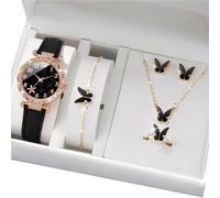 XINYIN Élégant coffret cadeau montre papillon avec bijoux en alliage accessoires tendance pour tous les jours et occasions montre papillon et bijoux, Butterfly, Comme décrit, Comme décrit.