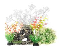XINYIN Lot de 7 décorations de paysage pour aquariums avec petites et grandes plantes et rochers pour aquarium
