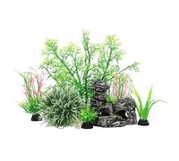 XINYIN Lot de 7 décorations de paysage pour aquariums avec petites et grandes plantes et rochers pour aquarium