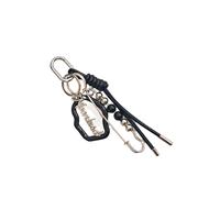XINYIN Porte-clés unique en corde tressée avec pendentif en verre et métal - Accessoire tendance pour les amateurs de mode, Noir , taille unique