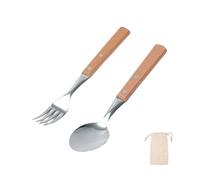 XINYIN Ustensiles De Camping Portables Manche en Bois Couverts D'extérieur Cuillère Fourchette en Acier Inoxydable avec De Rangement pour Le Dîner À La Maison pour Le Dîner À La Maison