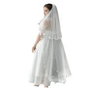 XINYIN Veille Nuptiale Délicate Mantille Voile À Une Seule Couche Casque Nacre Bachelorette Fête Bijoux Bijoux De Perles Florales Voiles Pour Les Mariées