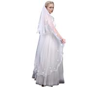 XINYIN Veille Nuptiale Délicate Mantille Voile À Une Seule Couche Casque Nacre Bachelorette Fête Bijoux Bijoux De Perles Florales Voiles Pour Les Mariées