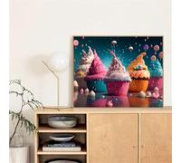 Xinyuer 5D Diamond Painting Cartoon Cup Cake 5D DIY Broderie Diamant Kit Complet pour Adultes Enfants Point de Croix Diamant Peinture pour Décoration Intérieur 30x40cm