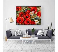 Xinyuer 5D Diamond Painting Coquelicot Marguerite Florale 5D DIY Broderie Diamant Kit Complet pour Adultes Enfants Point de Croix Diamant Peinture pour Décoration Intérieur 40x50cm