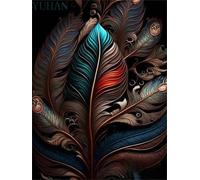 Xinyuer 5D Diamond Painting Plume Colorée 5D DIY Broderie Diamant Kit Complet pour Adultes Enfants Point de Croix Diamant Peinture pour Décoration Intérieur 60x80cm