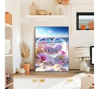 Xinyuer 5D DIY Diamond Painting Kits Coeur Marguerite Rose Peinture Diamant à Faire Soi-Même Diamant Plein Forage Cristal Diamant Painting Kit pour Décoration Murale de Bureau à Domicile 50x70cm