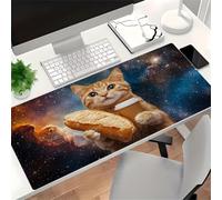 Xinyuer Grand Tapis de Souris XXL 1000x500x2mm, Tapis de Bureau Antidérapant Chat Ciel Étoilé, Surface Optimisée Capteur Haute Précision, Bords Cousus pour Bureau et Jeu