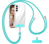 xinyunew Coque avec Cordon pour Samsung Galaxy M55, Élégante et Durable,Transparent Coque Collier Réglable Téléphone Étui Portable Lanyard Case Protection Complète Cover Smartphone Mint Green