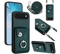 xinyunew Coque pour Apple 17 Air avec Cordon,Etui pour Apple 17 Air,Flip Portefeuille Étui Cuir,[5 Porte Cartes][Lanières Amovibles et Réglables] [Stand Fonction] -Vert