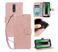 xinyunew Coque pour Huawei Mate 10 Lite avec Verre Trempé, Etui Coque avec Porte Carte Clapet à Rabat Portefeuille Cuir Pochette Case Housse Protection Flip Cover Étui Stand,Rose