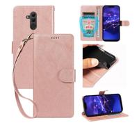 xinyunew Coque pour Huawei Mate 20 Lite avec Verre Trempé, Etui Coque avec Porte Carte Clapet à Rabat Portefeuille Cuir Pochette Case Housse Protection Flip Cover Étui Stand,Rose