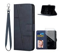 xinyunew Coque pour Infinix Note 30 VIP,Etui Protection Housse Premium en Cuir PU Pochette,Fermeture Magnétique Flip Case + 2 Pièces Verre Trempé (Bleu)