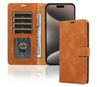 xinyunew Coque pour iPhone 13, Etui Protection Housse Premium en Cuir PU, [Pochette de Portefeuille] [Fermeture Magnétique] [Etui à Rabat]- Brown