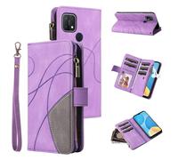 xinyunew Coque pour Oppo A15/A15S, Housse Etui en Cuir PU Portefeuille [Antichoc] [Magnétique] [avec 9 Emplacements] [Stand Fonction] Flip Coque,Violette