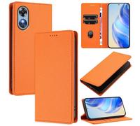xinyunew Coque pour Oppo A17 4G, RFID Blocage Portefeuille Etui à Rabat, Housse en Cuir PU pour Oppo A17 4G, Orange