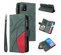 xinyunew Coque pour Oppo A72/A73 5G/A92S/Reno4 Z, Housse Etui en Cuir PU Portefeuille [Antichoc] [Magnétique] [avec 9 Emplacements] [Stand Fonction] Flip Coque,Vert