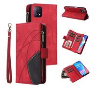 xinyunew Coque pour Oppo A72/A73 5G/A92S/Reno4 Z, Housse Etui en Cuir PU Portefeuille [Antichoc] [Magnétique] [avec 9 Emplacements] [Stand Fonction] Flip Coque,Rouge