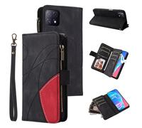 xinyunew Coque pour Oppo A72/A73 5G/A92S/Reno4 Z, Housse Etui en Cuir PU Portefeuille [Antichoc] [Magnétique] [avec 9 Emplacements] [Stand Fonction] Flip Coque,Noir