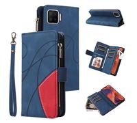 xinyunew Coque pour Oppo F17/A73, Housse Etui en Cuir PU Portefeuille [Antichoc] [Magnétique] [avec 9 Emplacements] [Stand Fonction] Flip Coque,Bleu