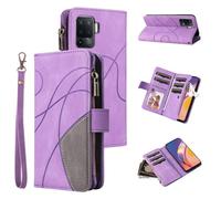 xinyunew Coque pour Oppo F19 Pro 4G/A94 4G/Reno 5F, Housse Etui en Cuir PU Portefeuille [Antichoc] [Magnétique] [avec 9 Emplacements] [Stand Fonction] Flip Coque,Violette