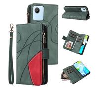 xinyunew Coque pour Oppo Realme C30 4G, Housse Etui en Cuir PU Portefeuille [Antichoc] [Magnétique] [avec 9 Emplacements] [Stand Fonction] Flip Coque,Vert