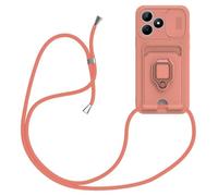 xinyunew Coque pour Realme C51/Realme C53 avec Cordon, Coque avec Collier Silicone Housse 360° de Bague Magnétique Antichoc Étui Lanyard Cover Téléphone Portable Protection Casene