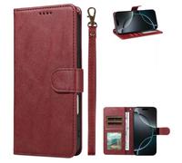 xinyunew Coque pour Realme C61 4G/C63 4G/60 4G avec Verre Trempé, Etui Coque avec Porte Carte Clapet à Rabat Portefeuille Cuir Pochette Case Housse Protection Flip Cover Étui Stand,Rouge