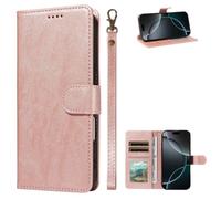 xinyunew Coque pour Samsung Galaxy J5 Prime avec Verre Trempé, Etui Coque avec Porte Carte Clapet à Rabat Portefeuille Cuir Pochette Case Housse Protection Flip Cover Étui Stand,Rose