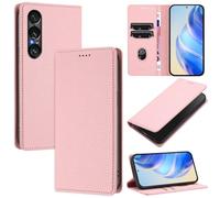 xinyunew Coque pour Sony Xperia 1 VII, RFID Blocage Portefeuille Etui à Rabat, Housse en Cuir PU pour Sony Xperia 1 VII, Rose