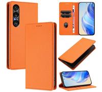 xinyunew Coque pour Sony Xperia 1 VII, RFID Blocage Portefeuille Etui à Rabat, Housse en Cuir PU pour Sony Xperia 1 VII, Orange